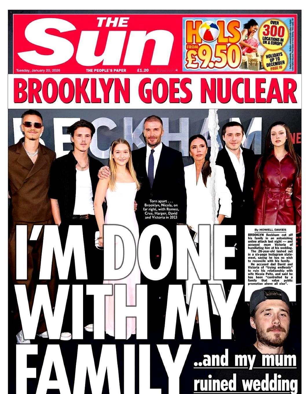 贝克汉姆长子断亲：50年豪门首撕布鲁克林·贝克汉姆凌晨发长文，宣布与父母彻