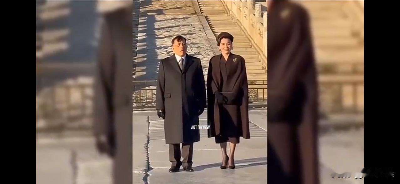 11月17日，泰王和王后参观故宫。王后又换了一身新衣服，这次她身穿棕色宽松衣裙