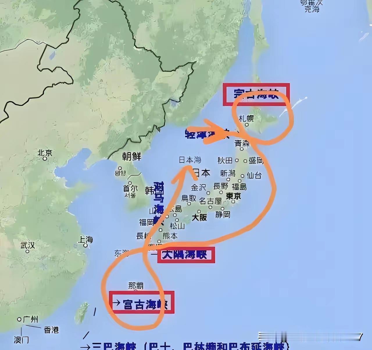 为了震摄日本，055大驱编队这次环日航行是贴着日本全岛，以前走宫古海峡，现在来直