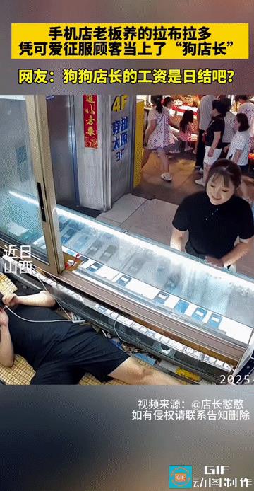 “狗来富!”山西，男子开了一家手机维修店，由于每天上班到下班的时间很长，又只有他