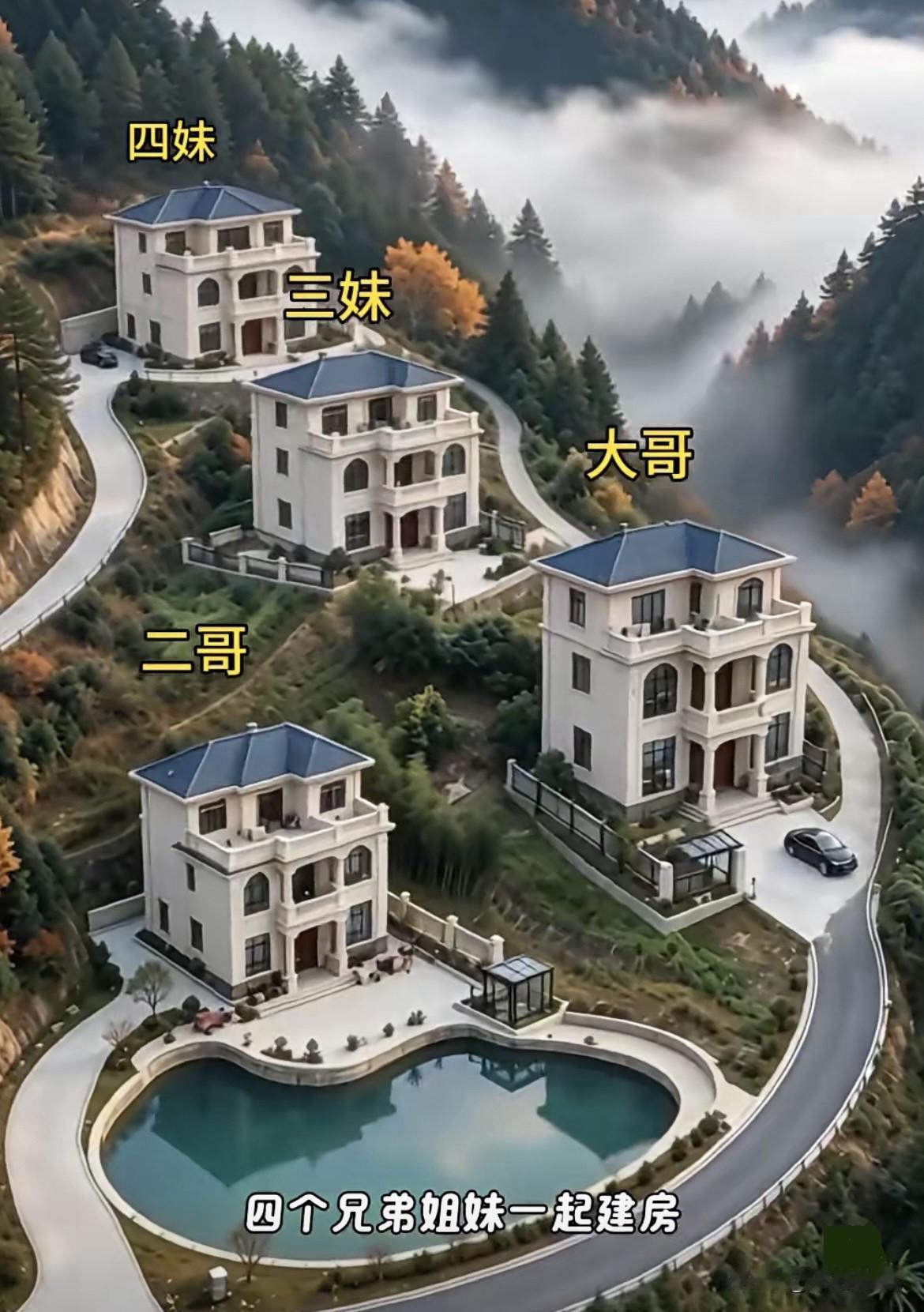 四兄妹一起建房🏠各有所爱，哥哥建在前面。你们觉得喜欢谁的好呢⁉️