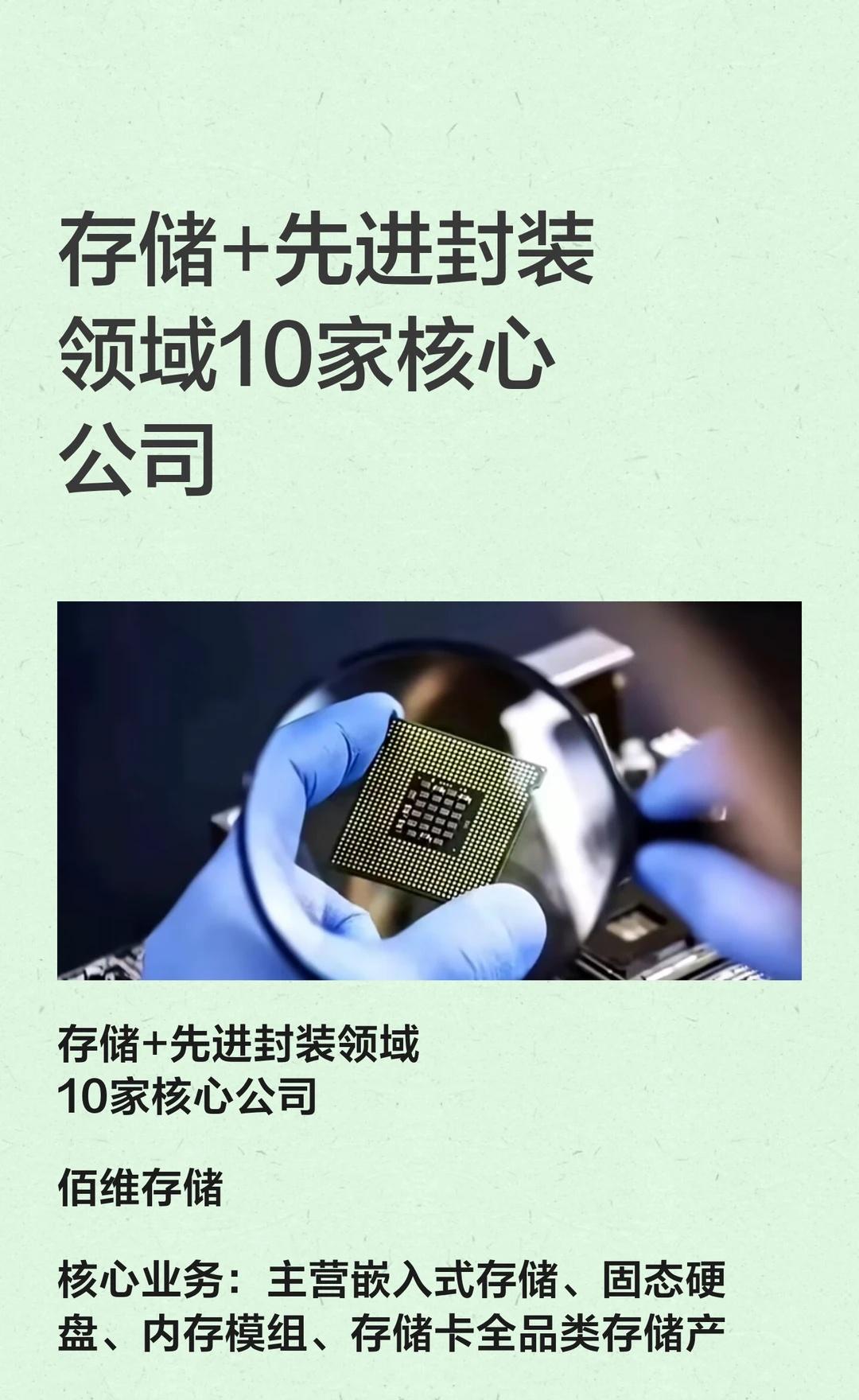 存储+先进封装领域10家核心公司