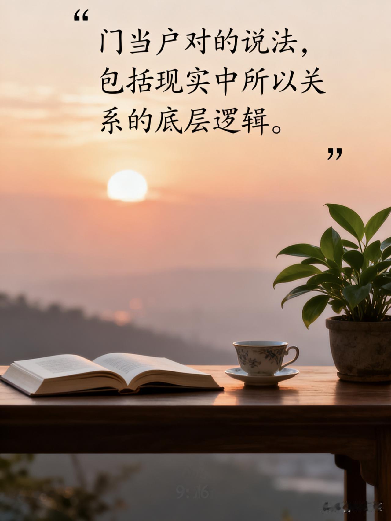 一位社会学家说：“门当户对不止限于婚姻中的传统思维，它更是维系人际关系的底层逻辑