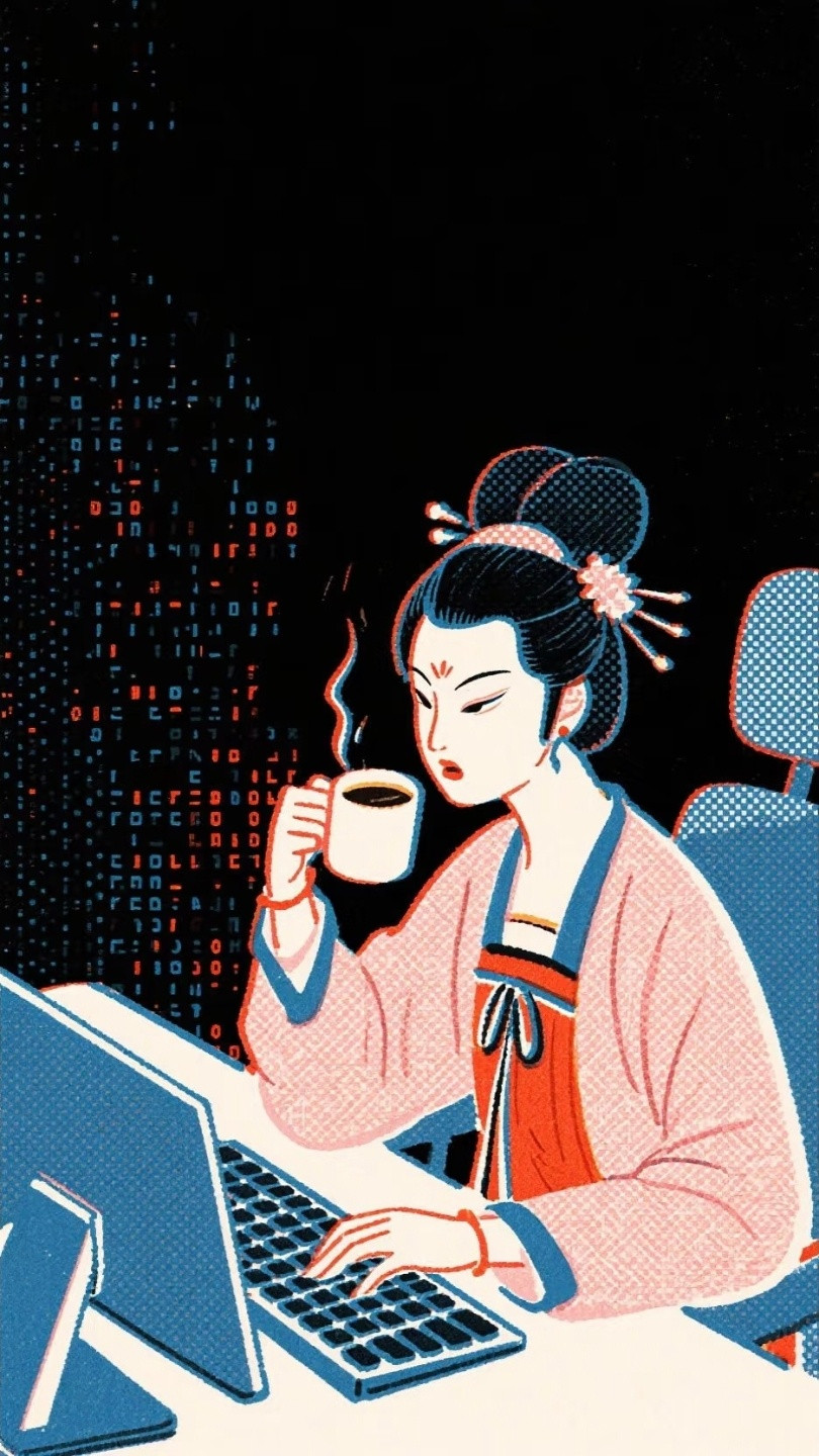 “夏天上班，心情可能不太美妙”插画手机壁纸