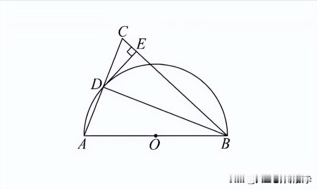 中考数学必刷题，几何题：如图所示，在△ABC中，BA=BC，以AB为直径作半圆