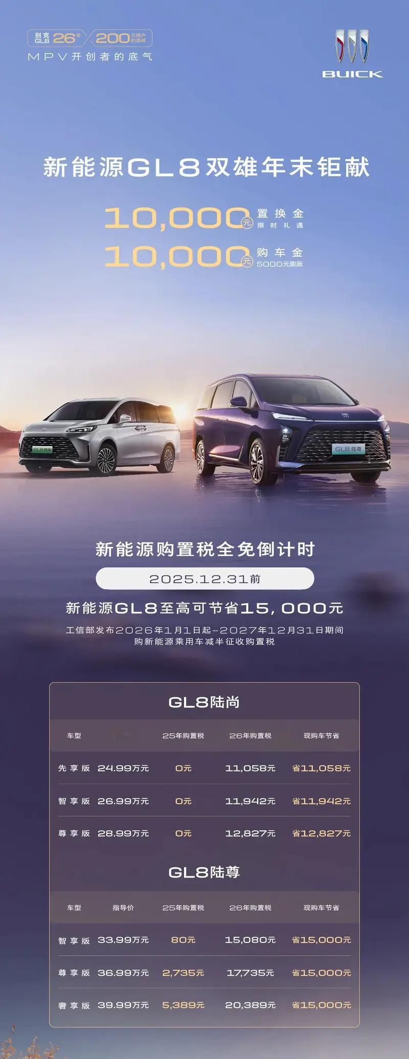 年末上车老牌MPV的好机会，别克官宣GL8陆尚和GL8陆尊购车福利，12月31日