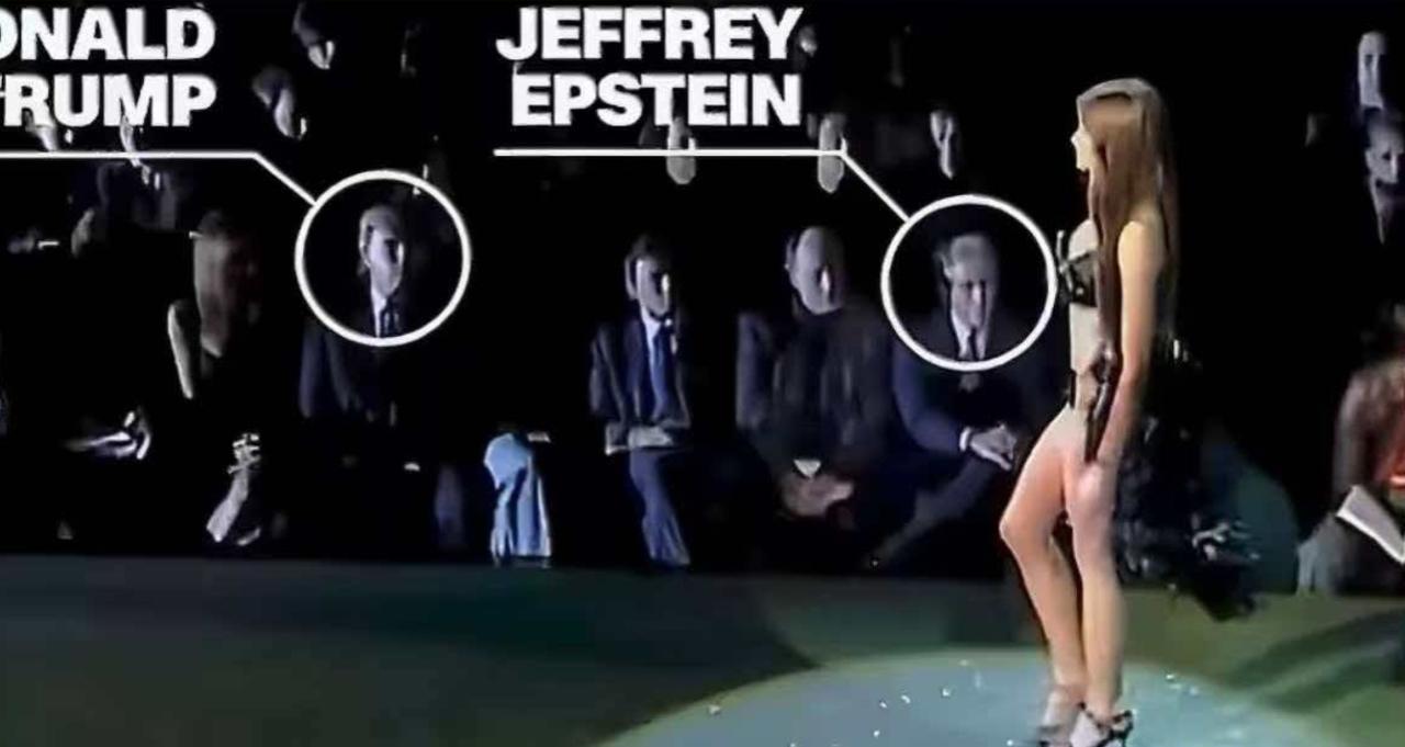 这是维密秀现场的画面，梅拉尼娅和特朗普在爱泼斯坦的陪同下观看。镜头一拉，满屏