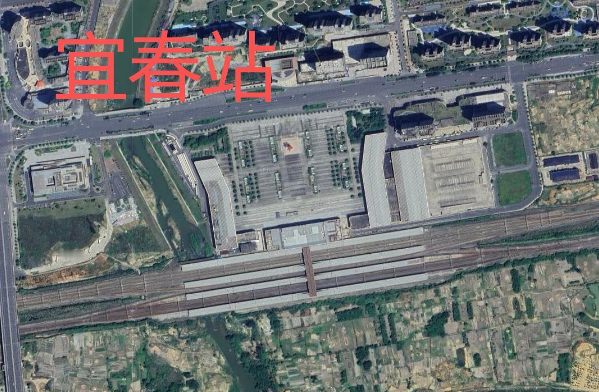 宜春站最新卫星地图宜春站位于宜春市袁州区，现为二等车站（站场规模为4台10线）