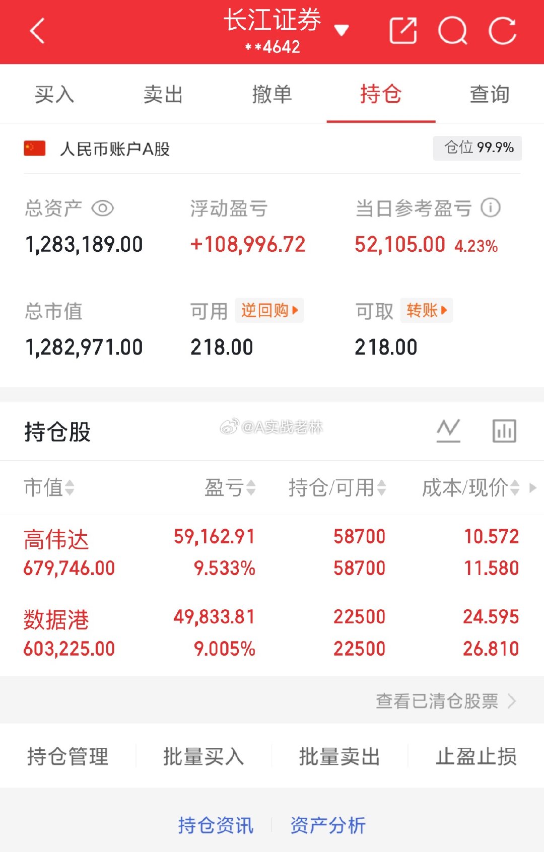 实盘记录.第43天A股