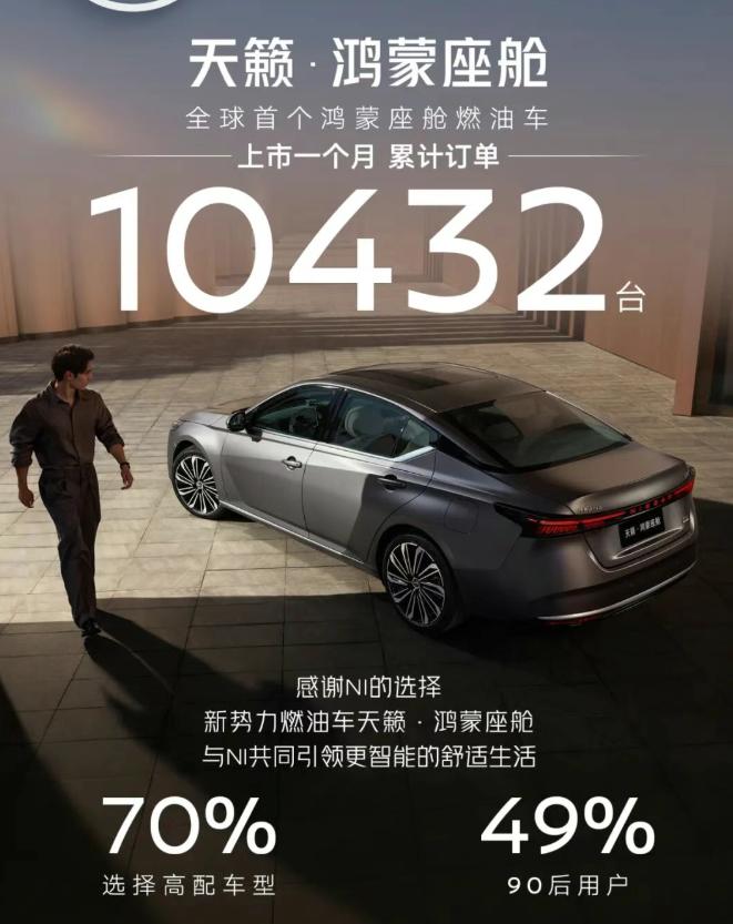 引入华为技术，日产天籁开始好起来了？上周天，官方公布2026款天籁市场成绩上