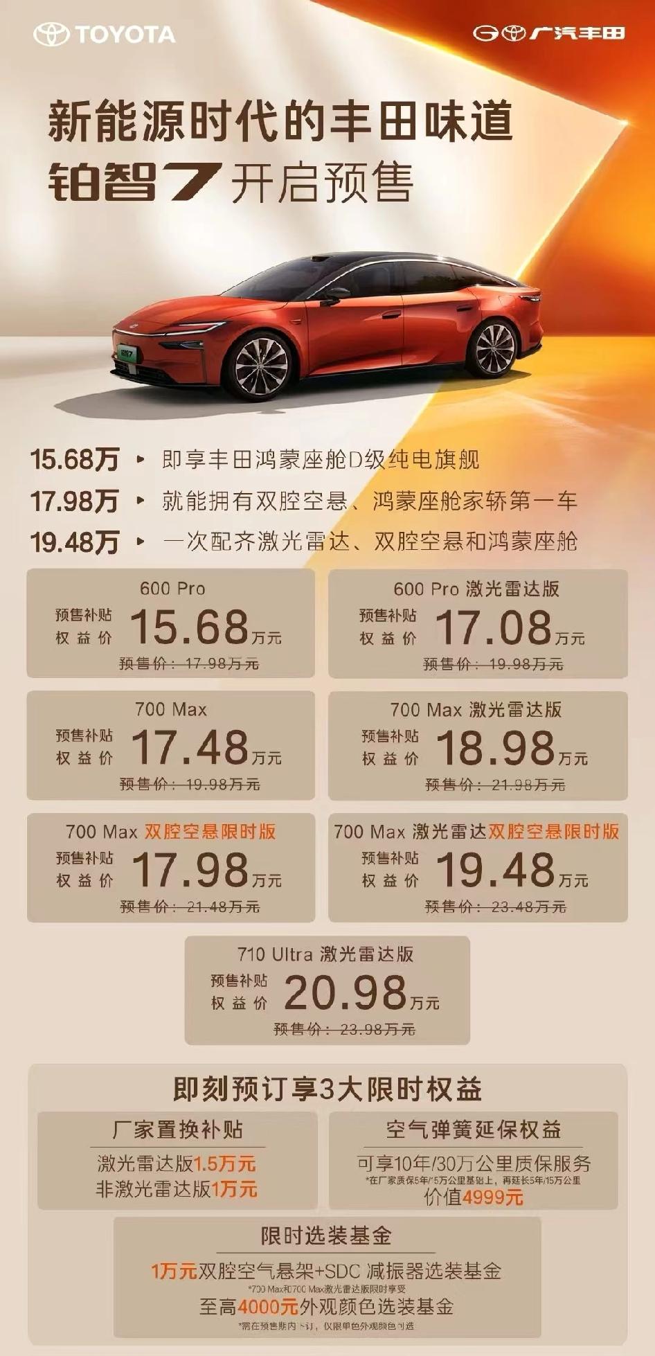 今晚又有新势力睡不着了广汽丰田铂智7全新发布，居然只需15.68万起，还是6