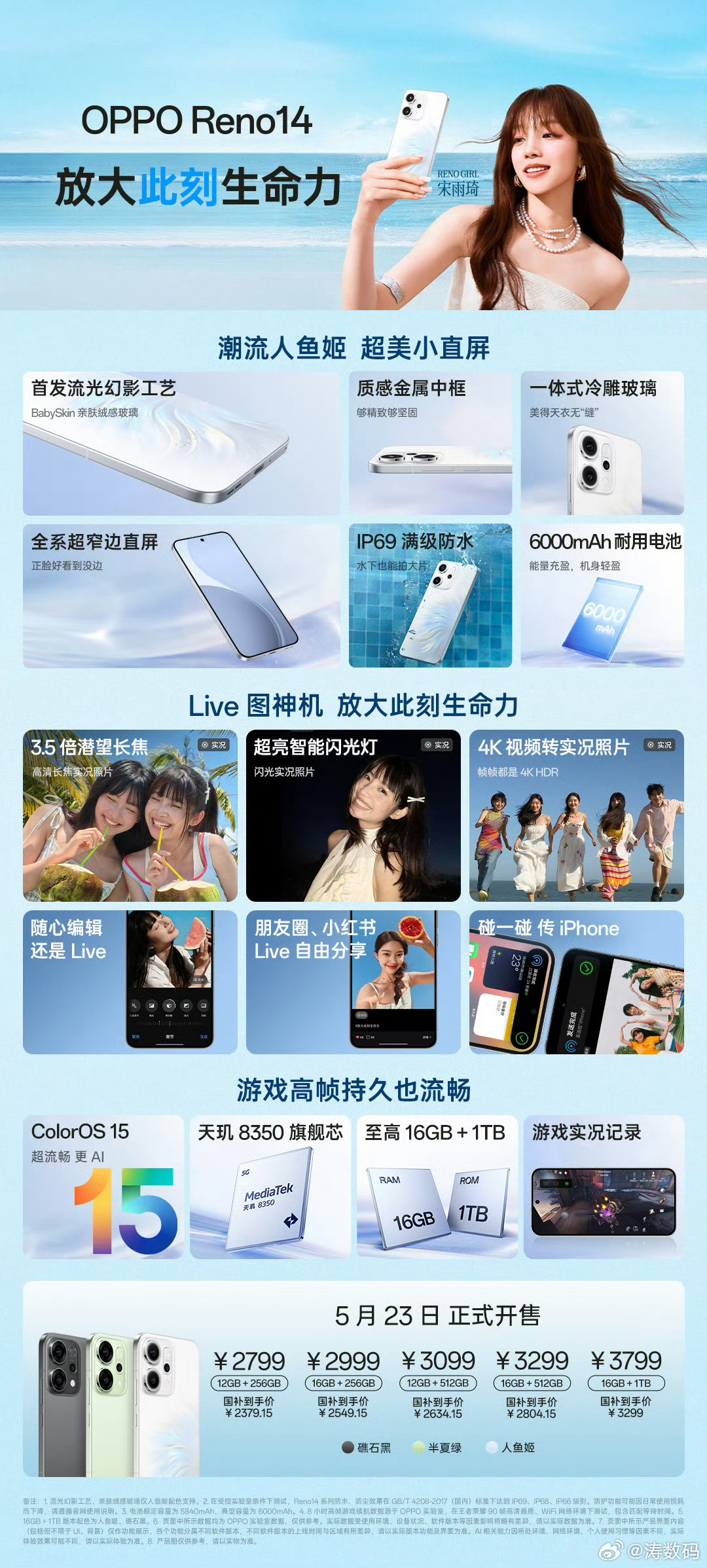 OPPOReno14系列正式发布，Reno14售价2799元起（12+256）