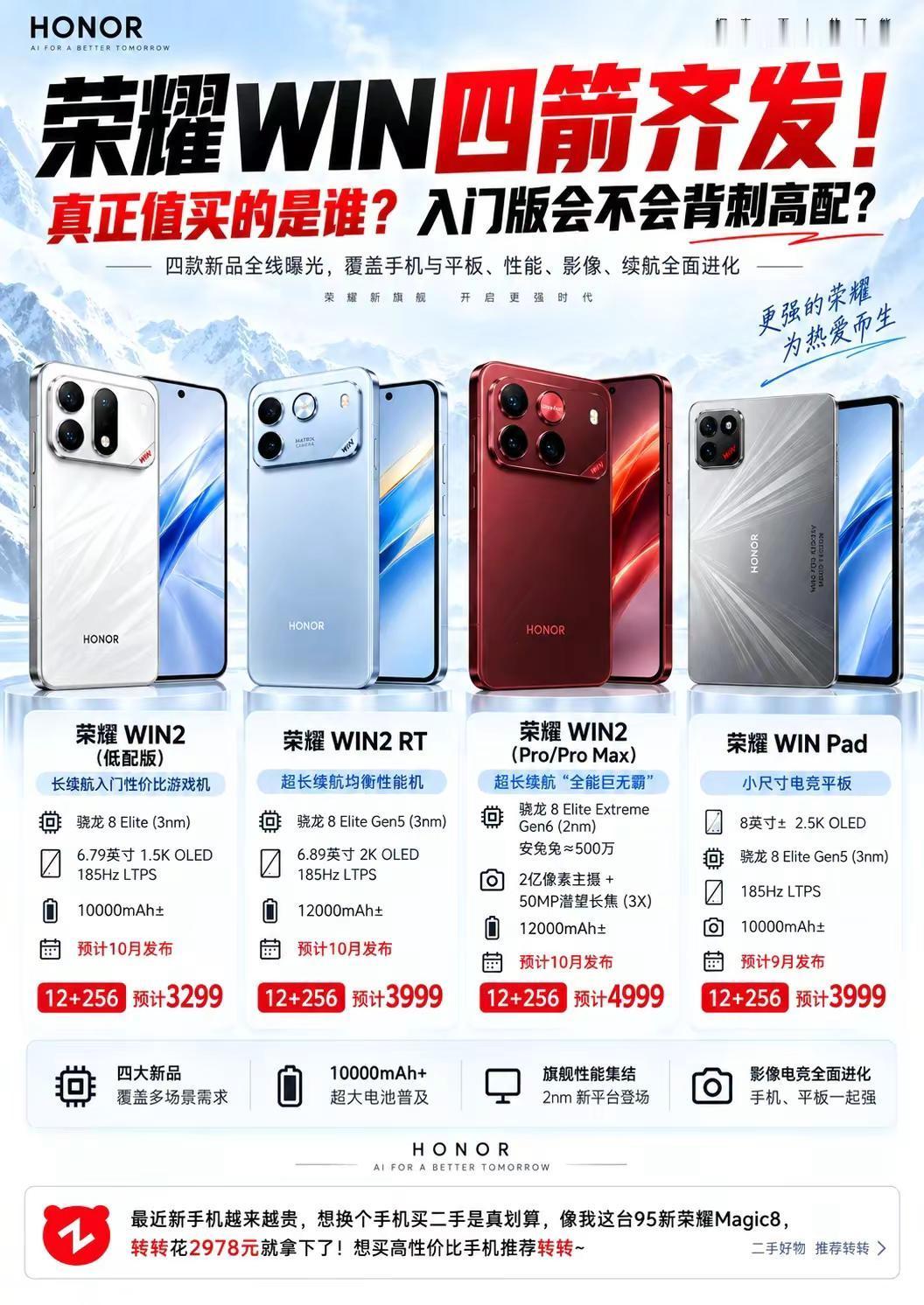 荣耀WIN四箭齐发！哪个更值得买荣耀win2荣耀win2rt荣耀新品发布会