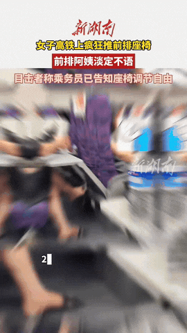 “缺了大德！”一女子乘坐高铁期间，因前排调整靠背时，不小心碰到了她的袋子，于是女