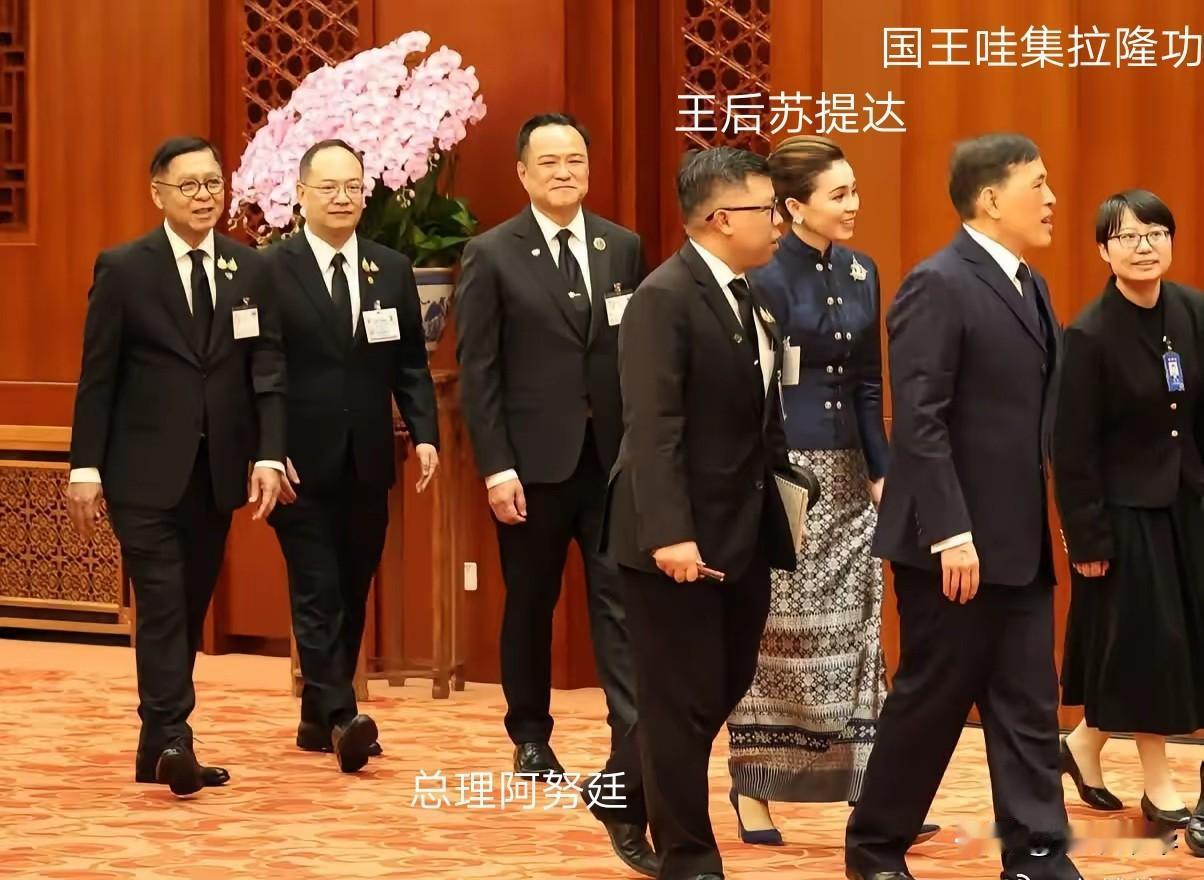 这就是政府首脑与元首在地位上的差别，阿努廷与国王哇集拉隆功走在一起的画面。