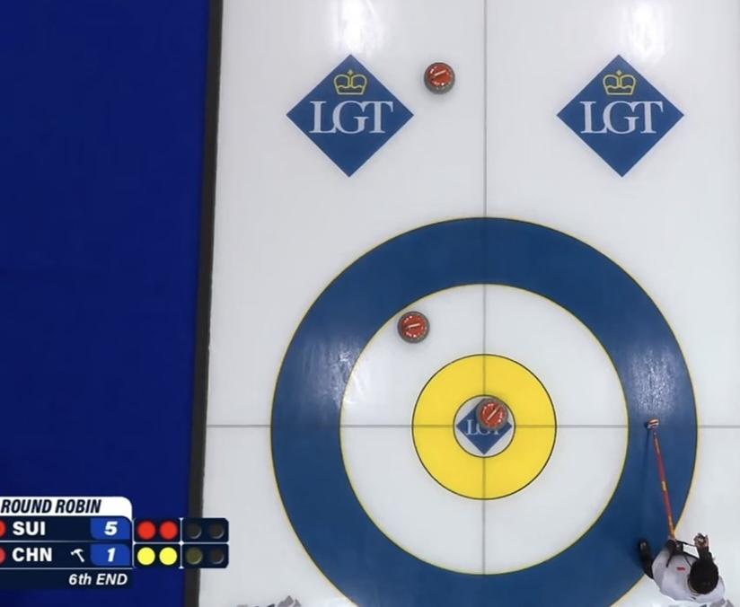 技不如人，减法战术不坚决，中国男子冰壶第六场对战瑞士，第二、四局先手各丢2分，前