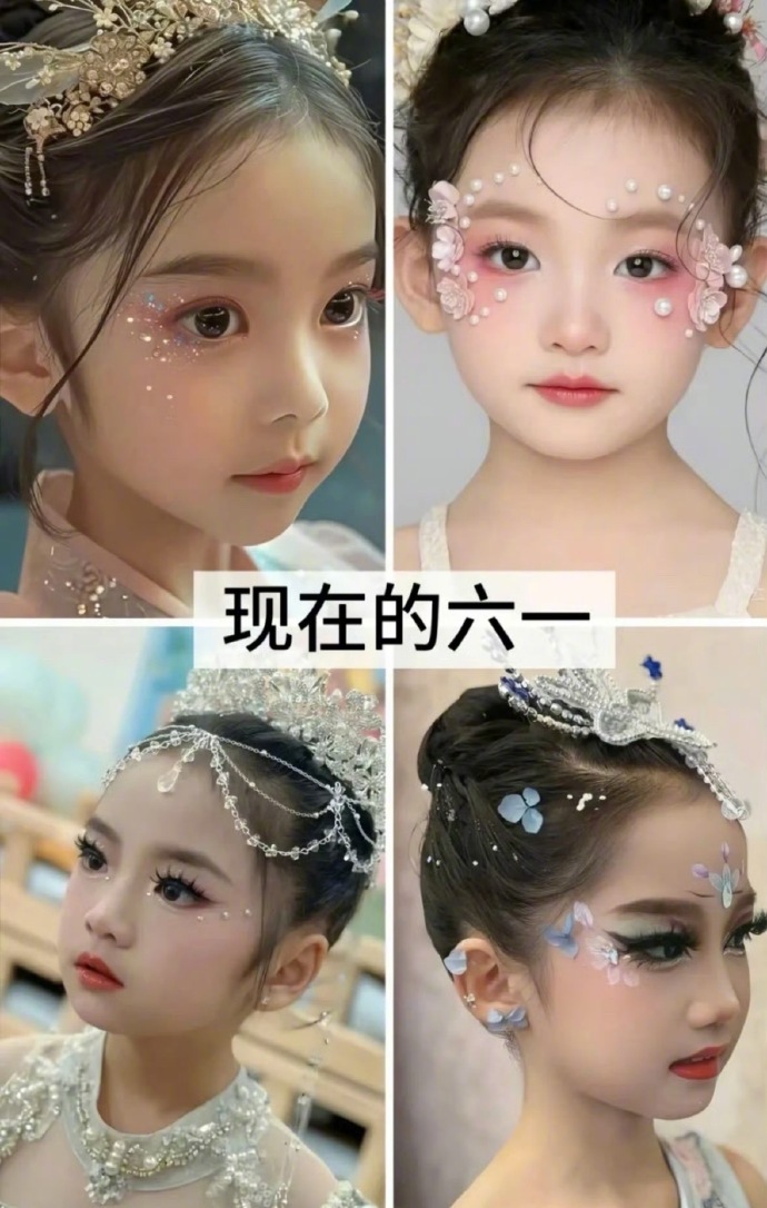 “六一儿童节化妆以前和现在对比时代真是变了！”