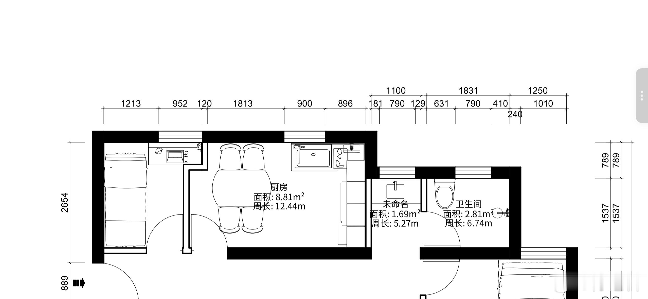 这次我妹要改户型，把餐厅改成一个房间，就可以多一个房间，还不小，大概有七个平方，