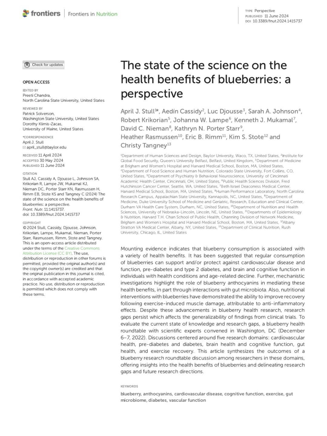 蓝莓这是好东西！越来越多的证据表明，吃蓝莓与多种健康益处相关。¹比如预防心血管