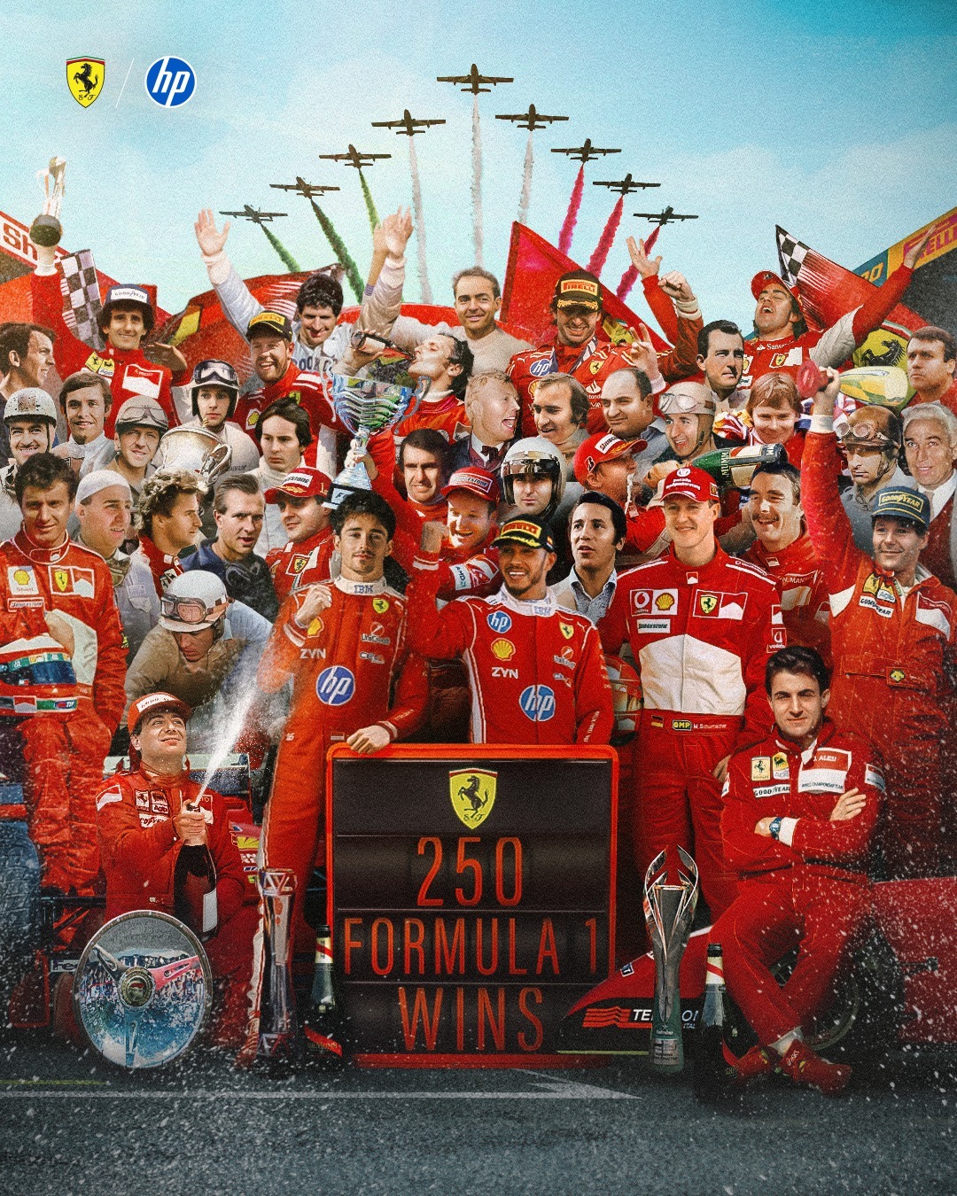 今年的F1英国大奖赛除了是勒克莱尔首次银石登顶外，他也为法拉利拿到队史第250场