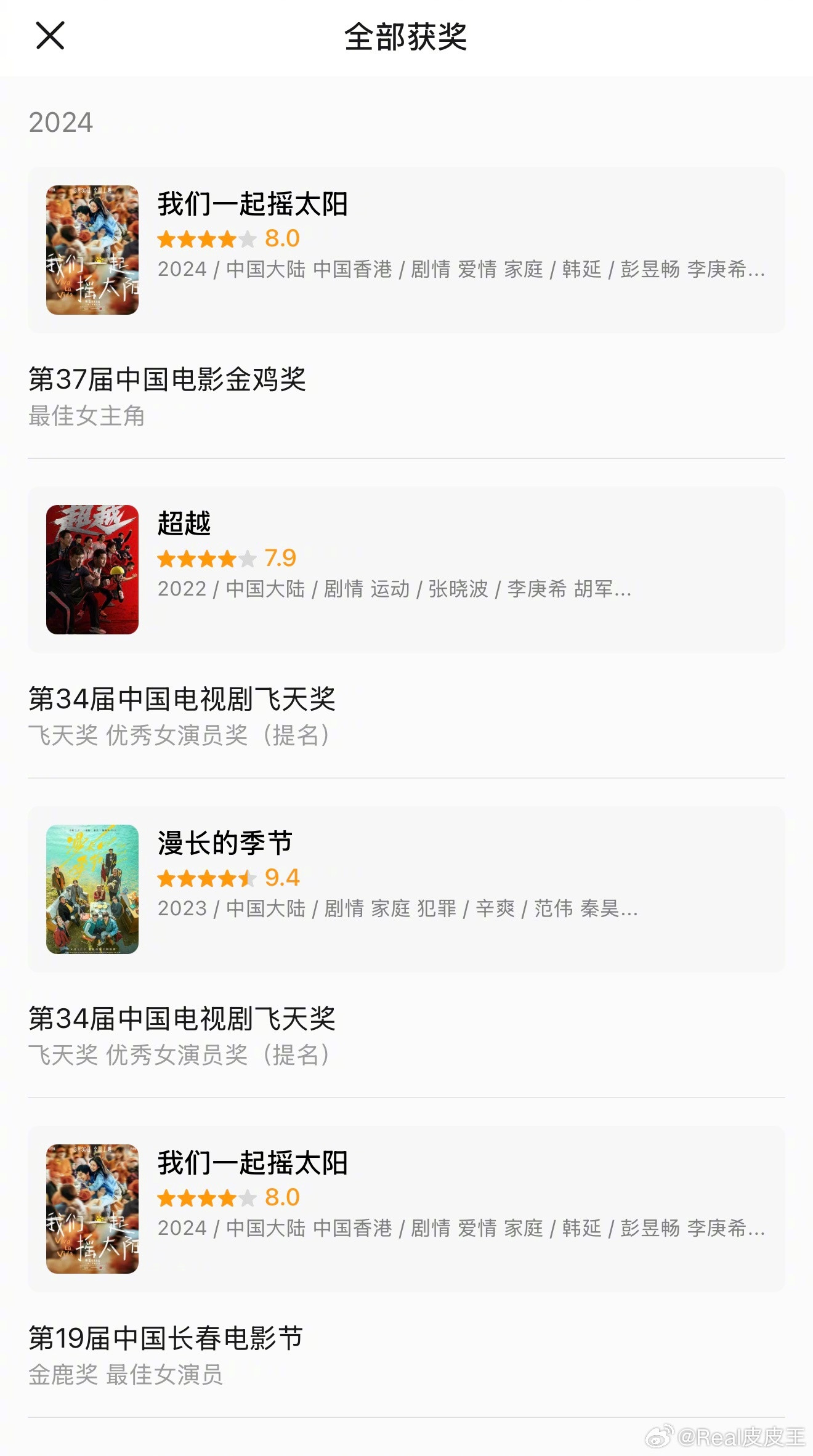 李庚希的奖项履历，在95花00花里，都算最顶级的了吧？已拿金鸡奖影后、金鹿奖影后