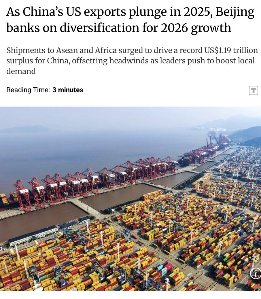 外媒：2025年中国出口总额达3.77万亿美元，同比增长5.5%，超出预期。