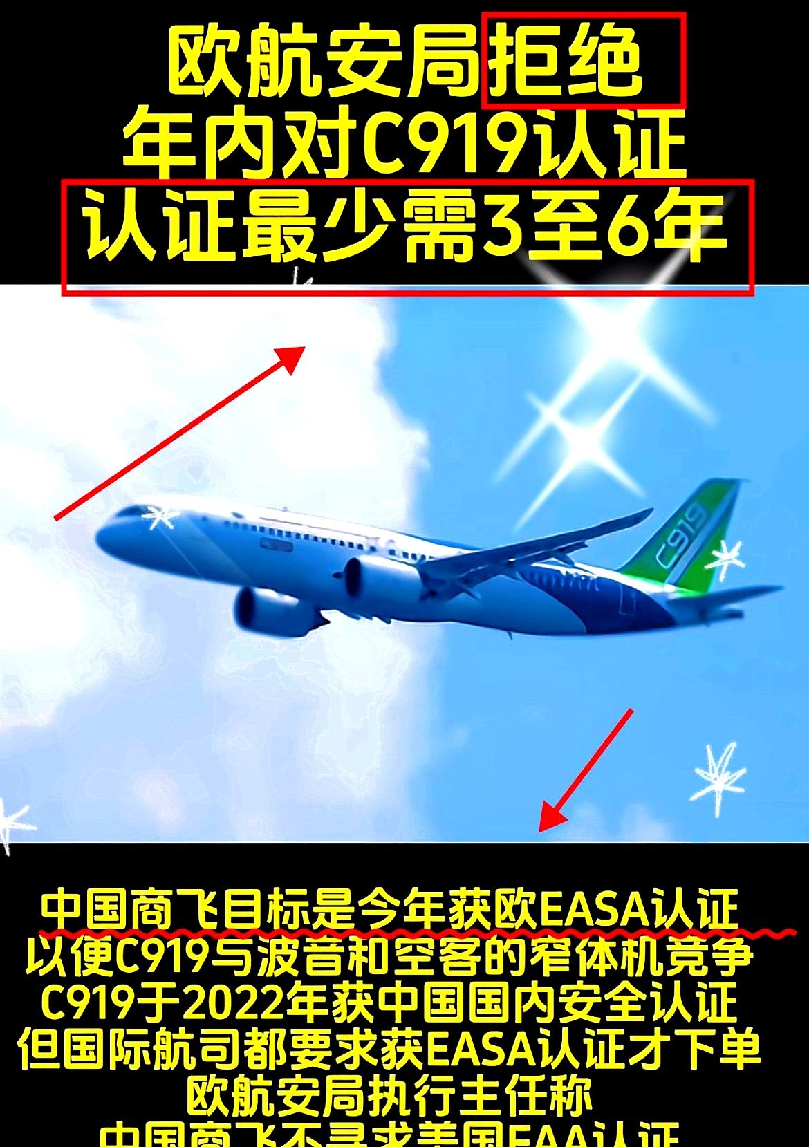 你们知道吗？EASA取消C919今年适航证计划，还得再等3-6年，欧美信誉何