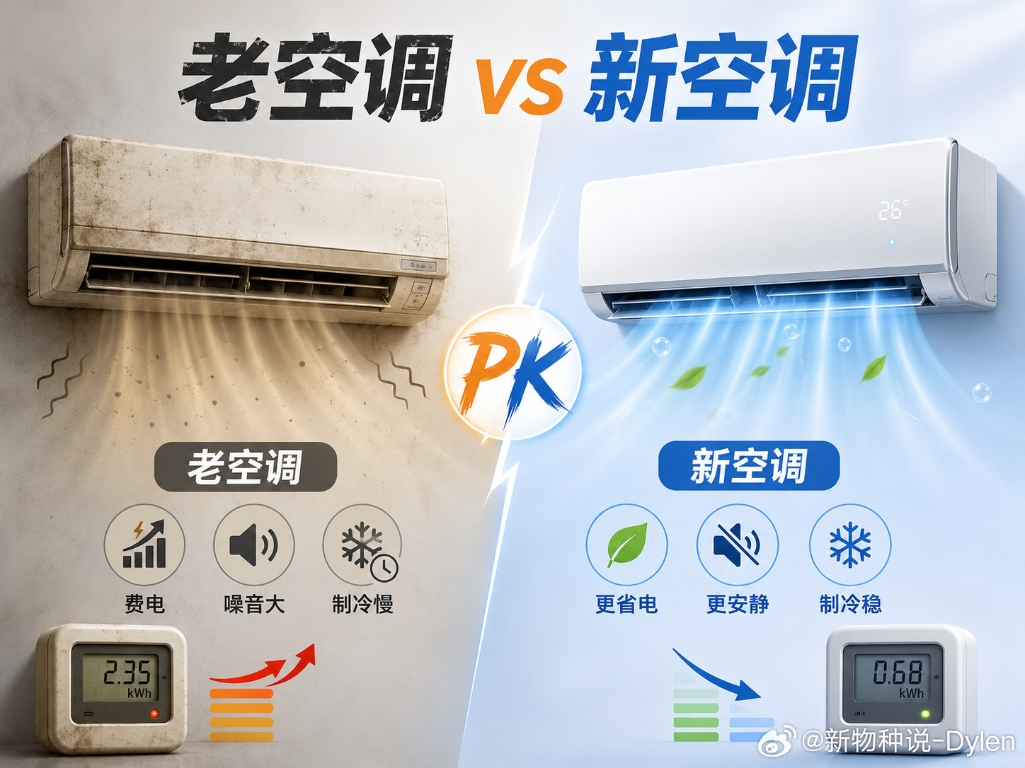老旧空调为什么会越用越费电先说结论：空调用了七八年以上，如果制冷慢、噪音大、频繁