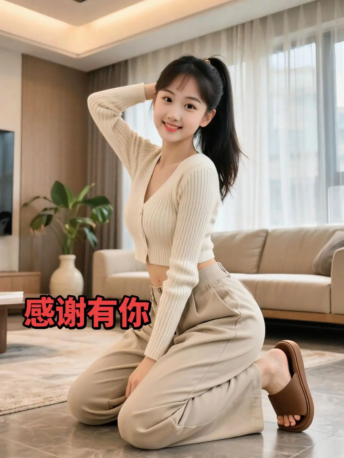 AI奶油暖调居家写真 ai创作全新升级 甜妹 清纯甜美