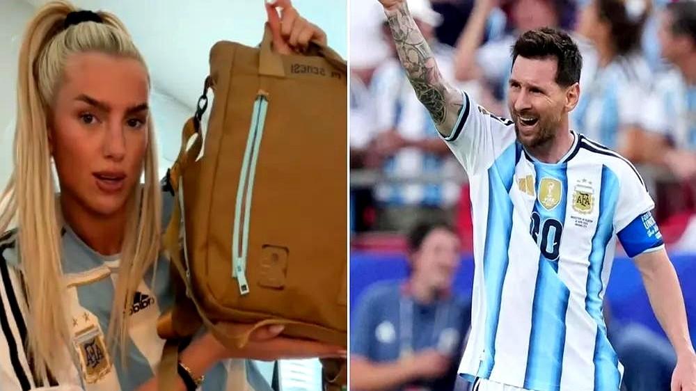 🇦🇷🎁梅西又给阿根廷国家队队友派福利了，塞内西女友直接把这套带梅西标志的