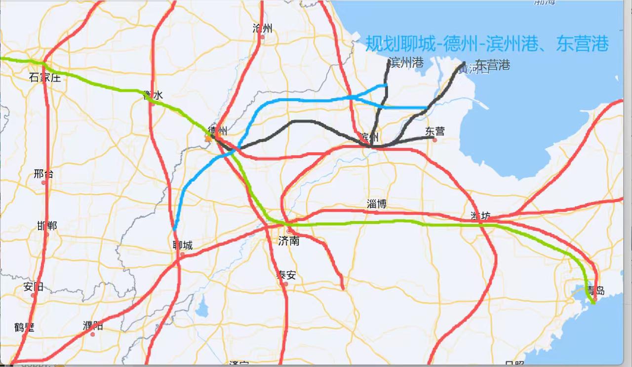 建议修建聊城经夏津、武城、德州、宁津、乐陵至滨州港、东营港的国铁一级铁路