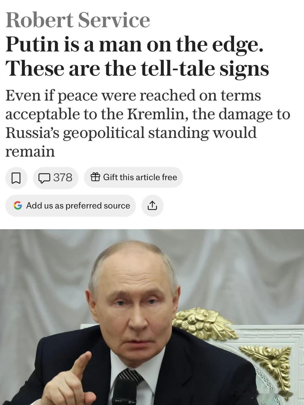 《Telegraph》分析指出，VladimirPutin普京过去建立政治合