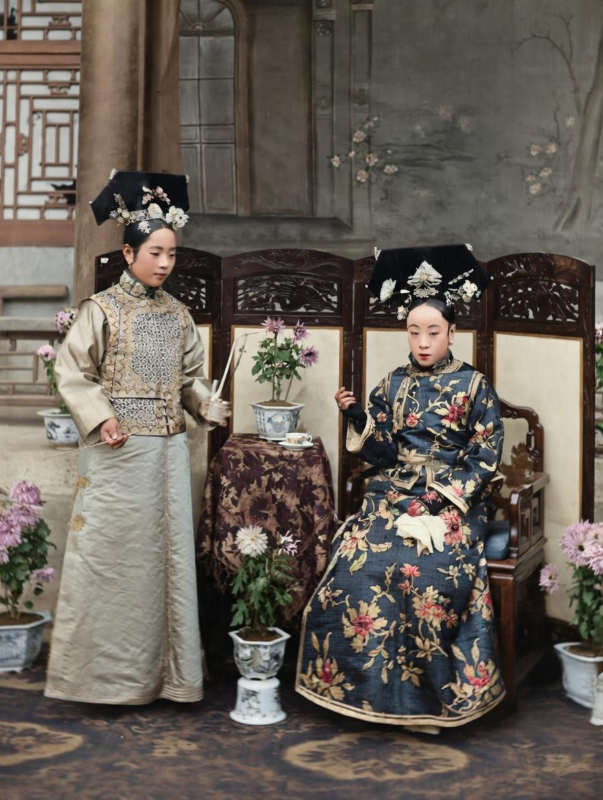 这张老照片，是清末北京照相馆拍摄的皇室肖像照，端坐的正是末代皇帝溥仪的生母——瓜