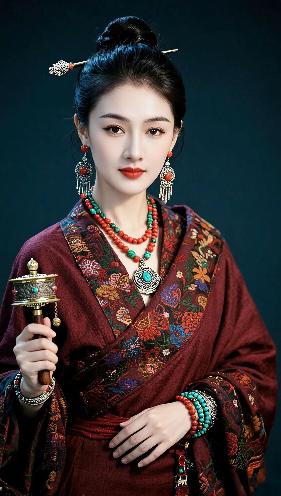 AI暗黑藏风时尚大片ai写真ai创作全新升级藏服藏族姑娘