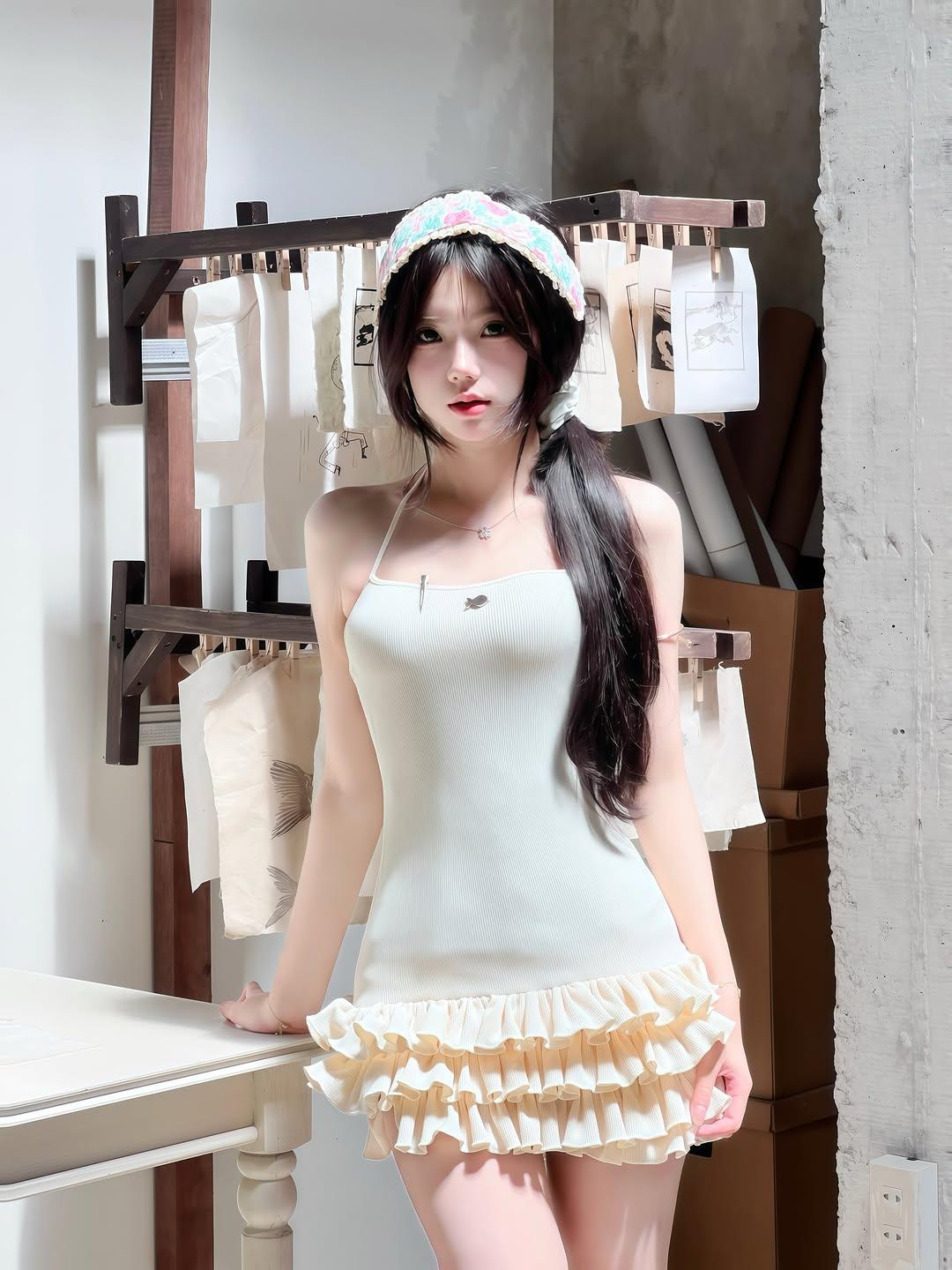 夏日甜美穿搭，清新吊带裙搭配可爱发带，少女心满满！🌸💗如何给女友拍性感和可爱