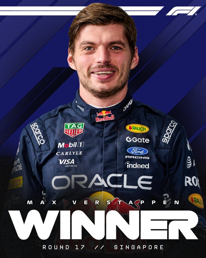 维斯塔潘首夺F1新加坡站冠军，统治整个周末🏆勒克莱尔第二，汉密尔顿第六，你法比