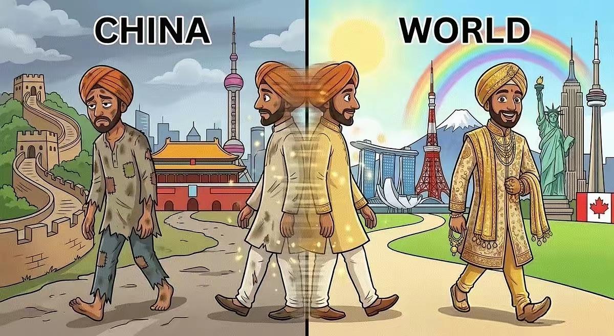 这张漫画在印度传疯了。看来阿三还是懂中国的知道现在中国人最需要什么。。。去
