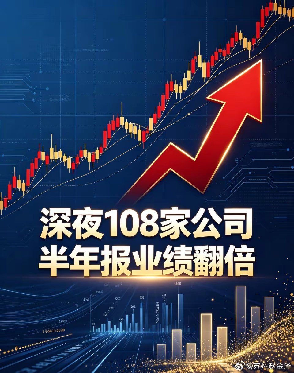 炸盘！深夜108家A股业绩翻倍！6家暴增10倍+，主线彻底明朗A股中报业绩潮彻底
