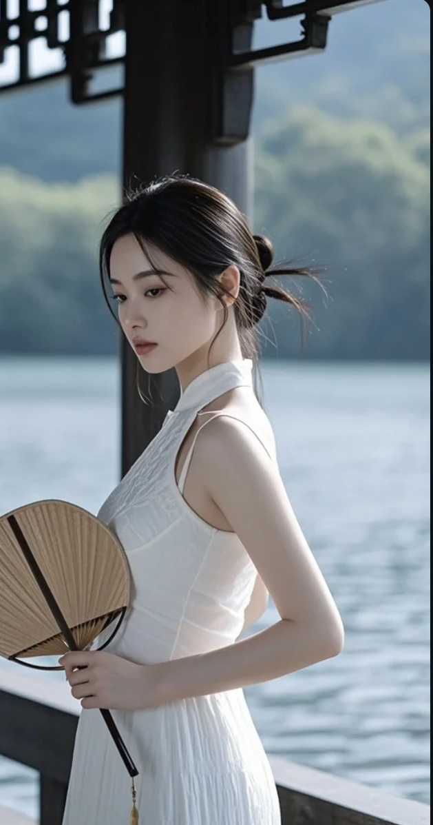 她的一举一动，像风在写诗，像水在低语
