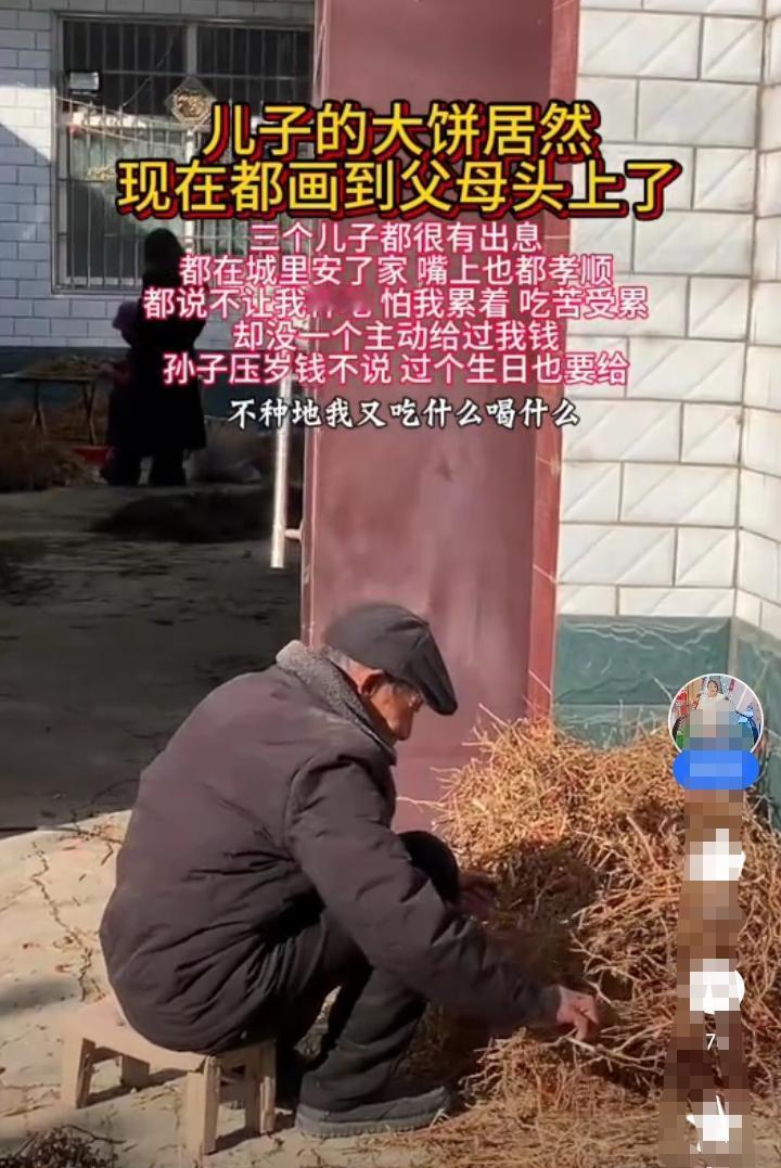 儿子的大饼现在都画到父亲身上了！三个儿子都非常有出息，都在城里买房安家！嘴上都劝