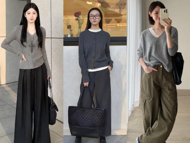 春天穿灰色毛衣，选对裤子搭配，形象时髦又显贵春天是穿毛衣的季节，而灰色毛衣更