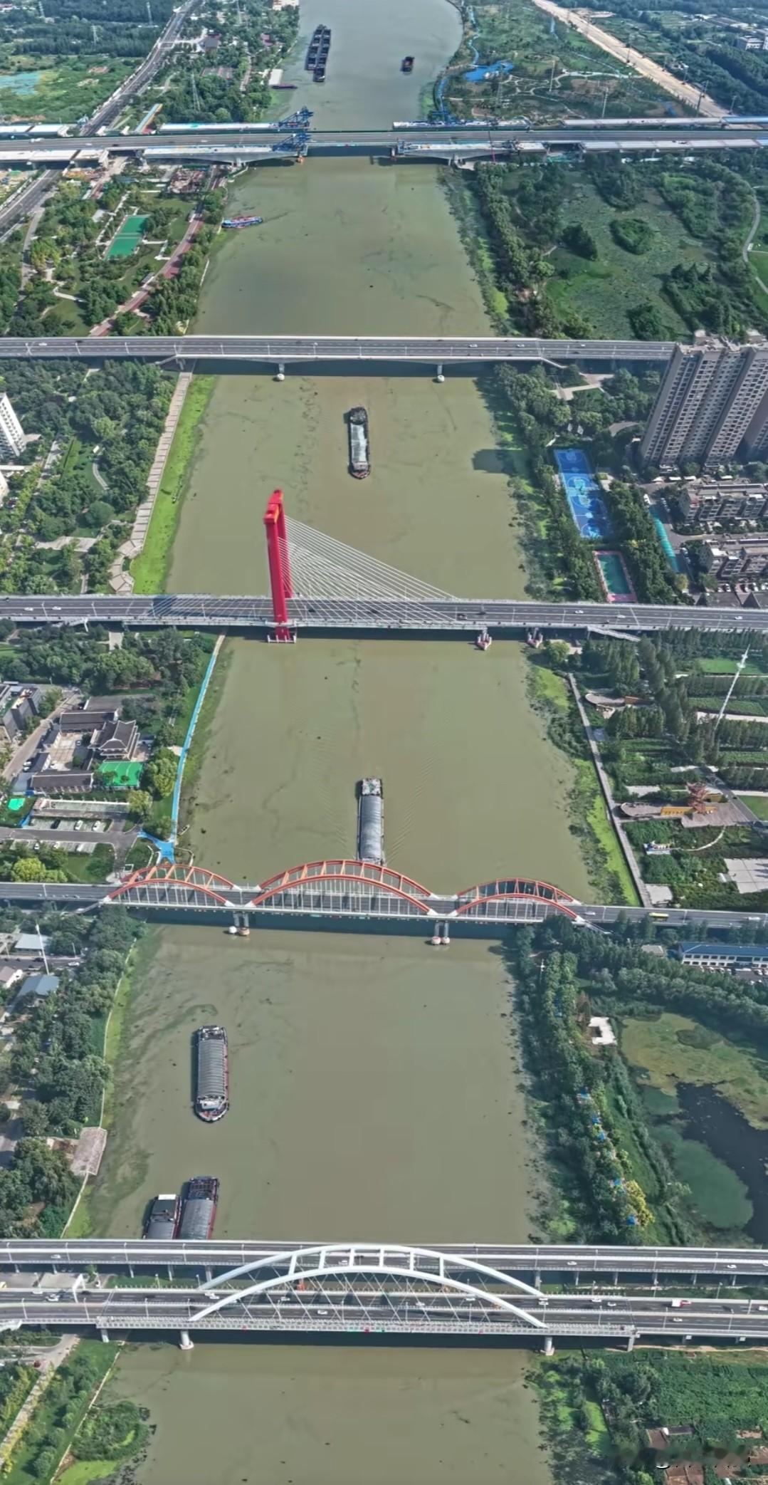宿迁市区的大运河，五座运河桥同框，你分的清吗？