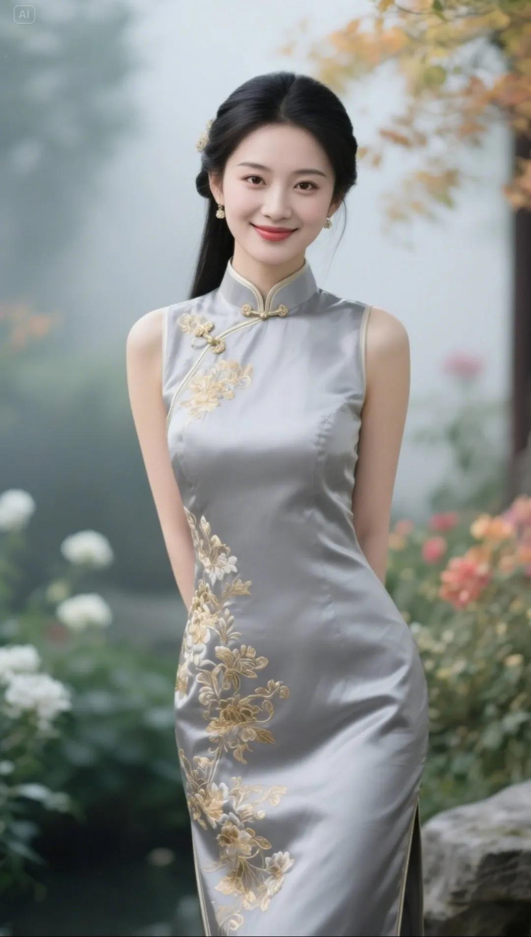 旗袍美女，优雅端庄。旗袍