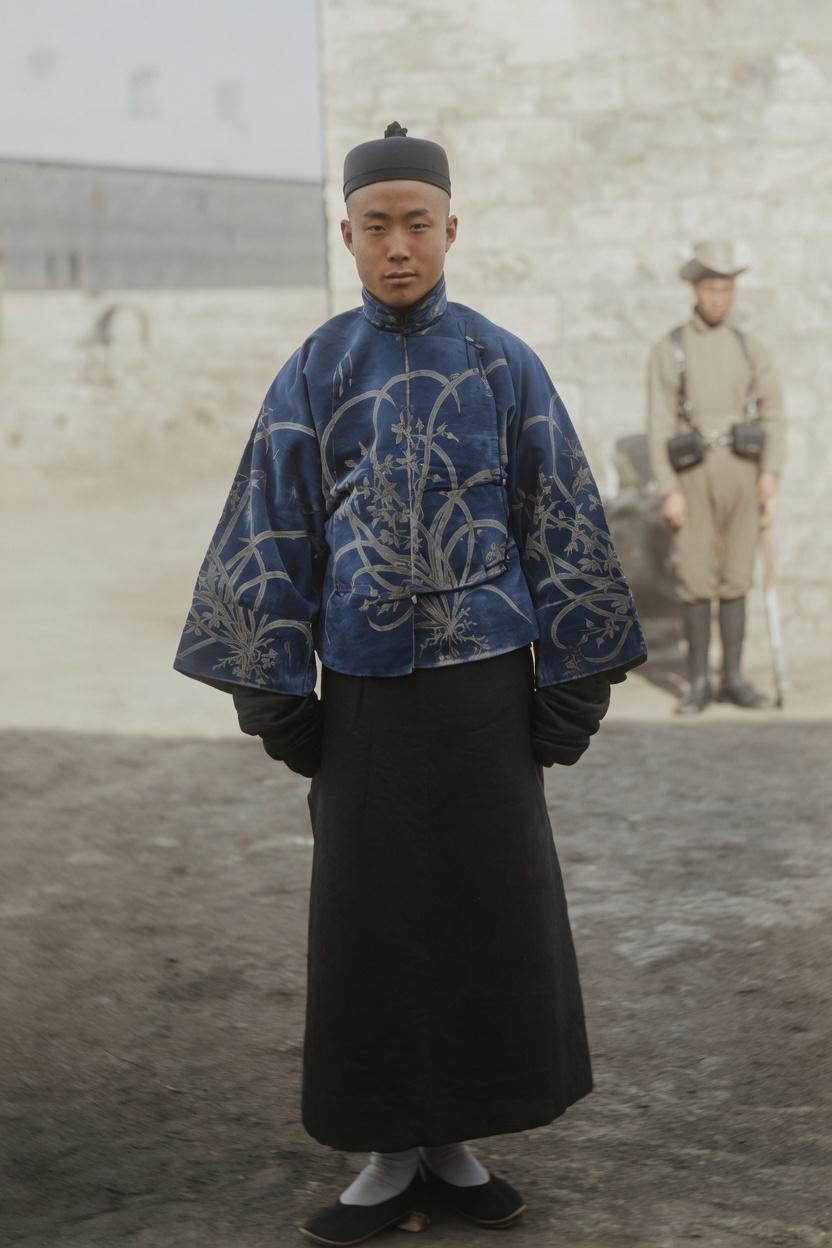 照片中的青年是1901年，英国租借威海卫时期，受聘于英方殖民当局的华人专职翻译。