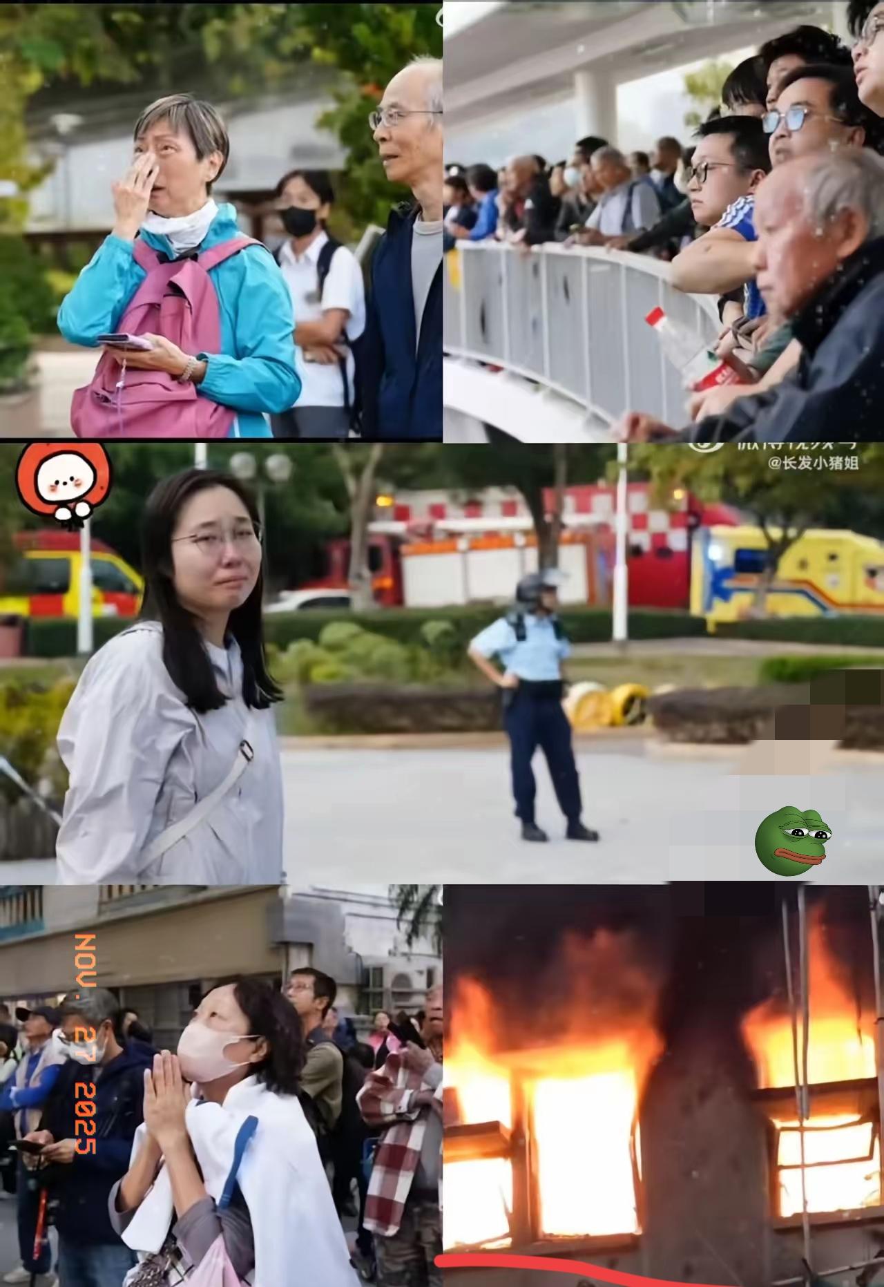 表姐同事住大埔宏福苑，她讲述了家人的逃生情况。她说火警初发的时候是在低层，当时