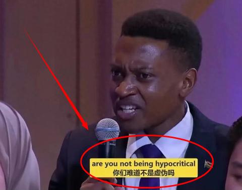 “中国难道不虚伪？”一非洲留学生在节目曾逼问，中国太虚伪，就帮我们国家建了座议