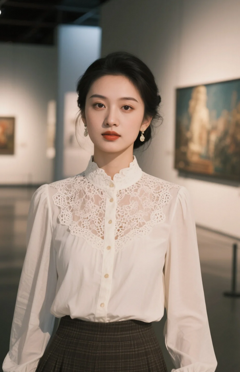 在艺术馆的光影里，她美得不动声色却深入人心