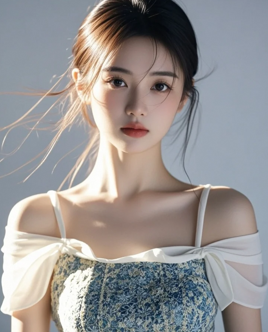 她站在光里一回头，直接拍出了东方女神的气质