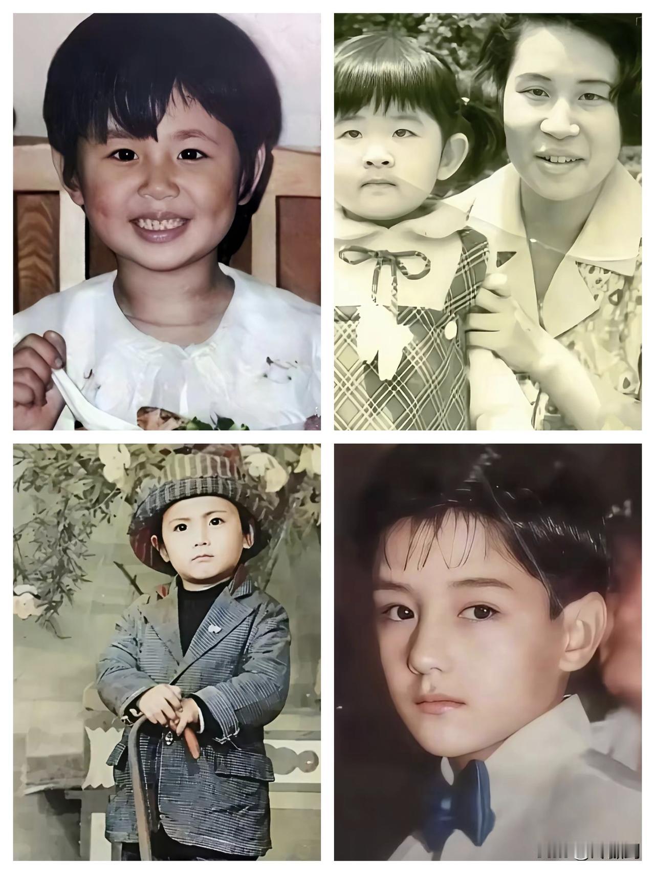 明星小时候的照片杨紫的两个酒窝明显吴君如没什么变化但是后面的两位男同