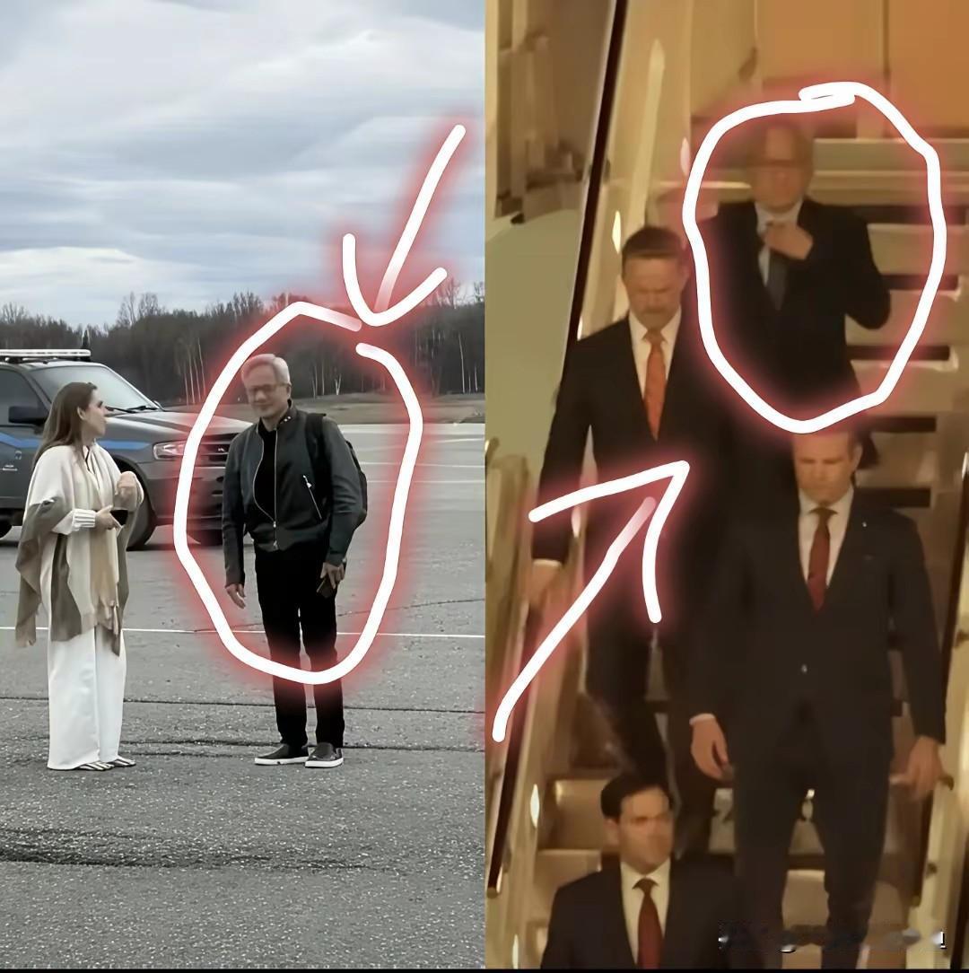 黄仁勋赶飞机那幕真戳人——镜头里他背着双肩包，脚步带风，跟赶早八的打工人似的，谁